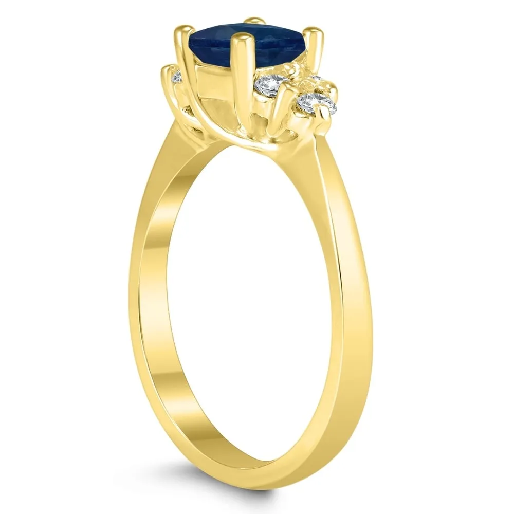 Princess Cut 5X5MM Sapphire and Diamond Duchess Ring in 10K Yellow Gold sold by Zulily product image thumbnail 2