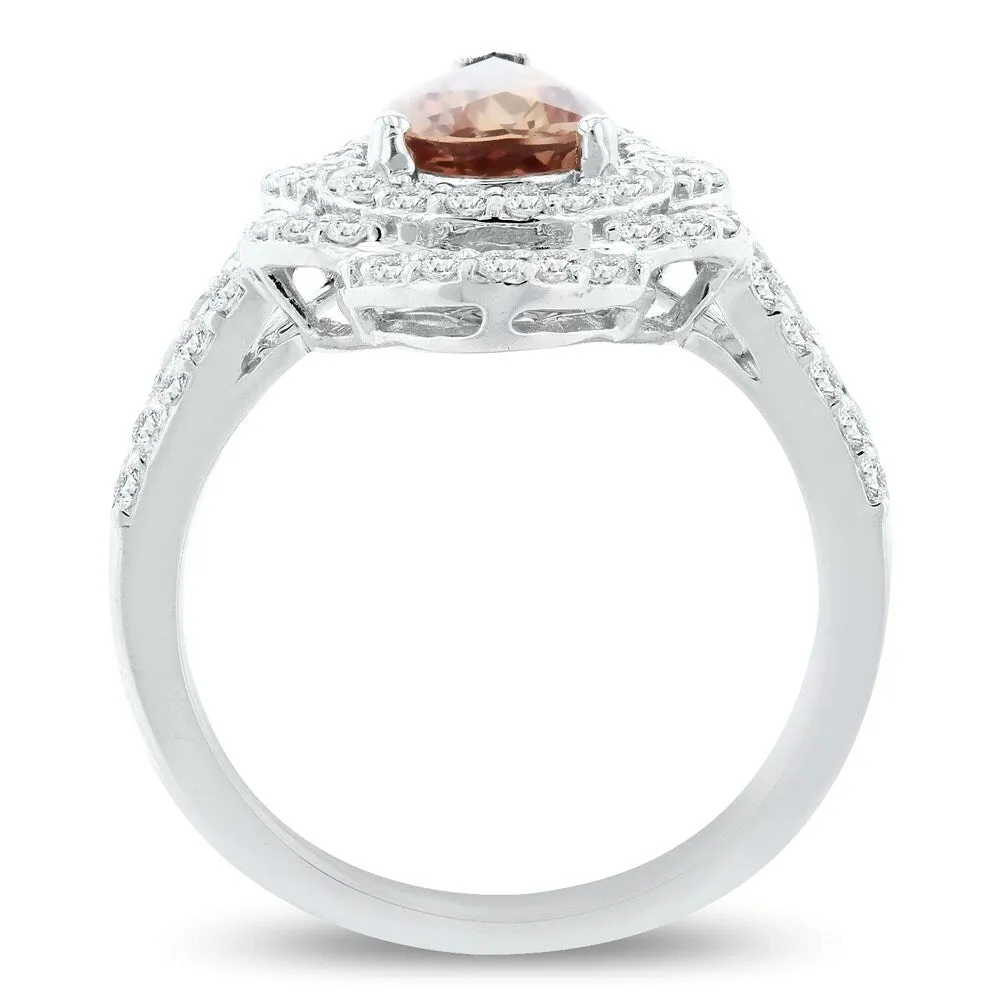 Auriya 14k White Gold Certified 1 3/4ct Pear-Shaped Rare Pink Sapphire and 5/8ct TDW Diamond Halo Engagement Ring sold by Zulily product image thumbnail 4