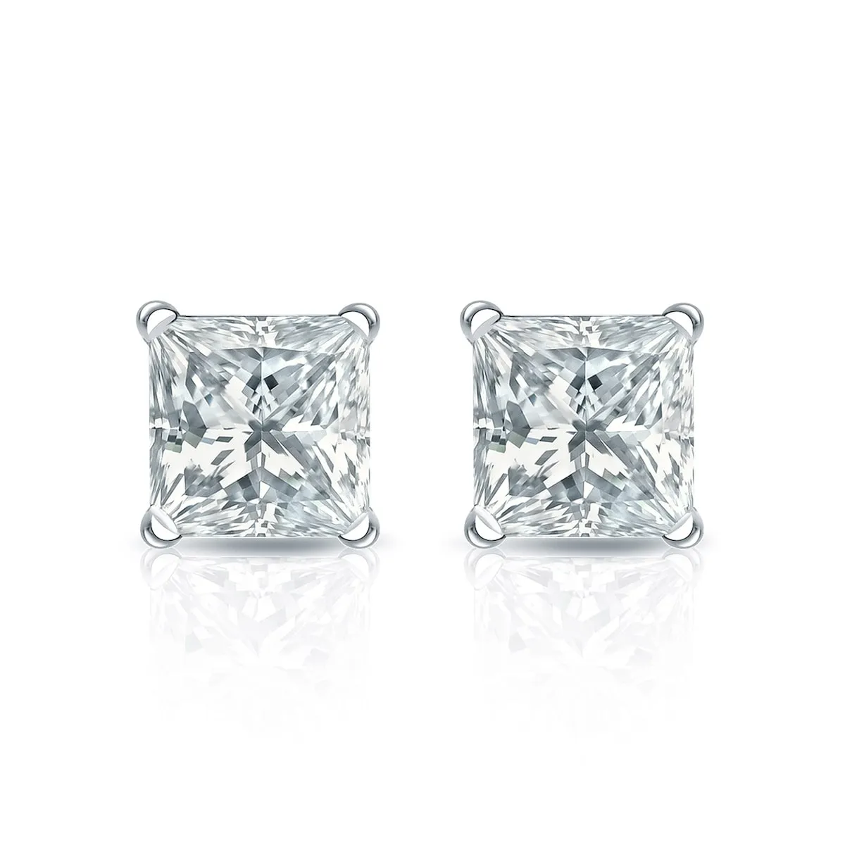 Auriya 14-karat Gold Lab Grown 1.25 carat TDW Princess Diamond Stud Earrings 4-Prong Martini Push-back sold by Zulily product image thumbnail 2