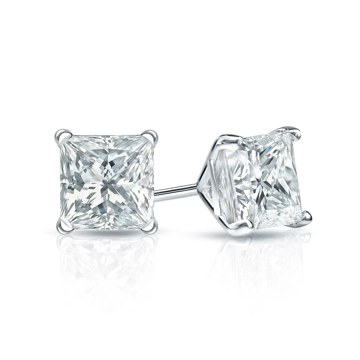 Auriya 14-karat Gold Lab Grown 1.25 carat TDW Princess Diamond Stud Earrings 4-Prong Martini Push-back sold by Zulily