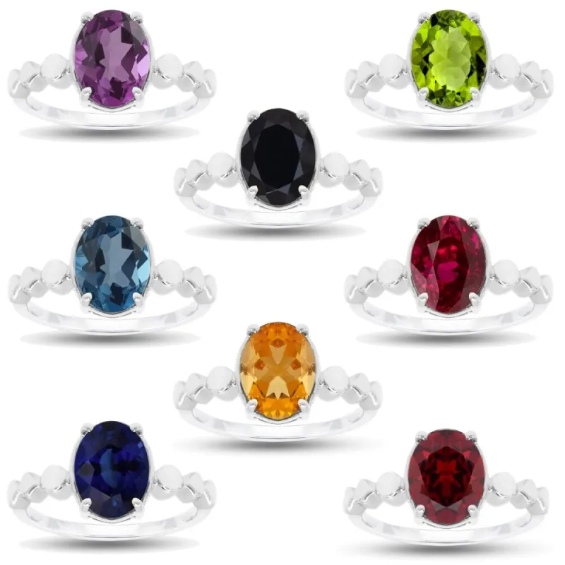 Sterling Sliver with Oval Cut Choice of Gemstone Solitaire Ring sold by Zulily