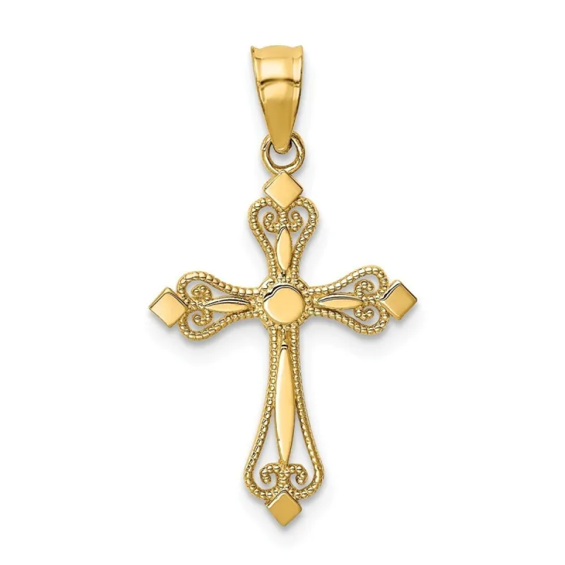 Curata 14k Yellow Gold 18" Ornate Small Cross Pendant Necklace 21x14mm sold by Zulily