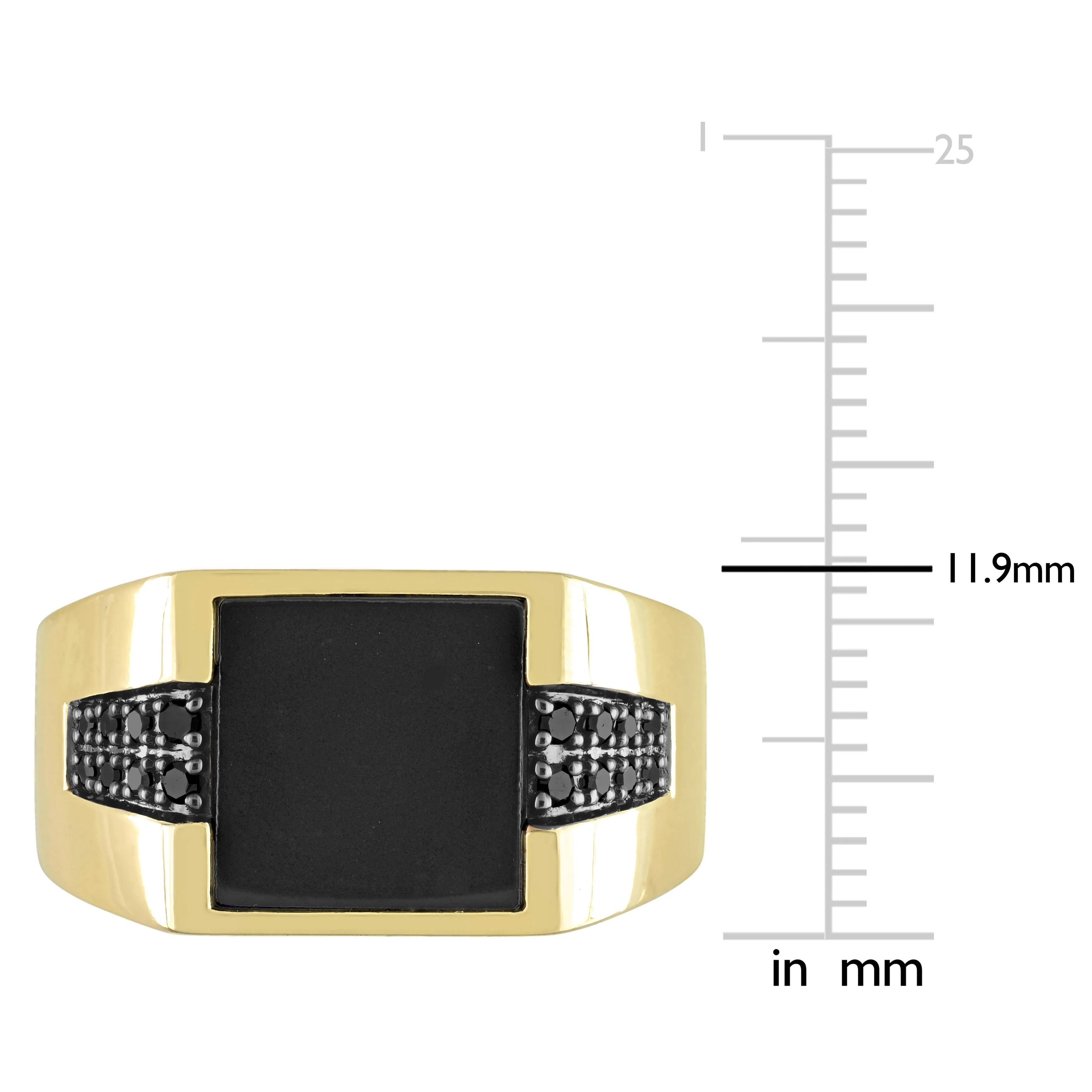 Miadora 8 CT TGW Black Onyx and 1/6 Ct TW Black Diamond Mens Ring in 10k Yellow Gold sold by Zulily product image thumbnail 3