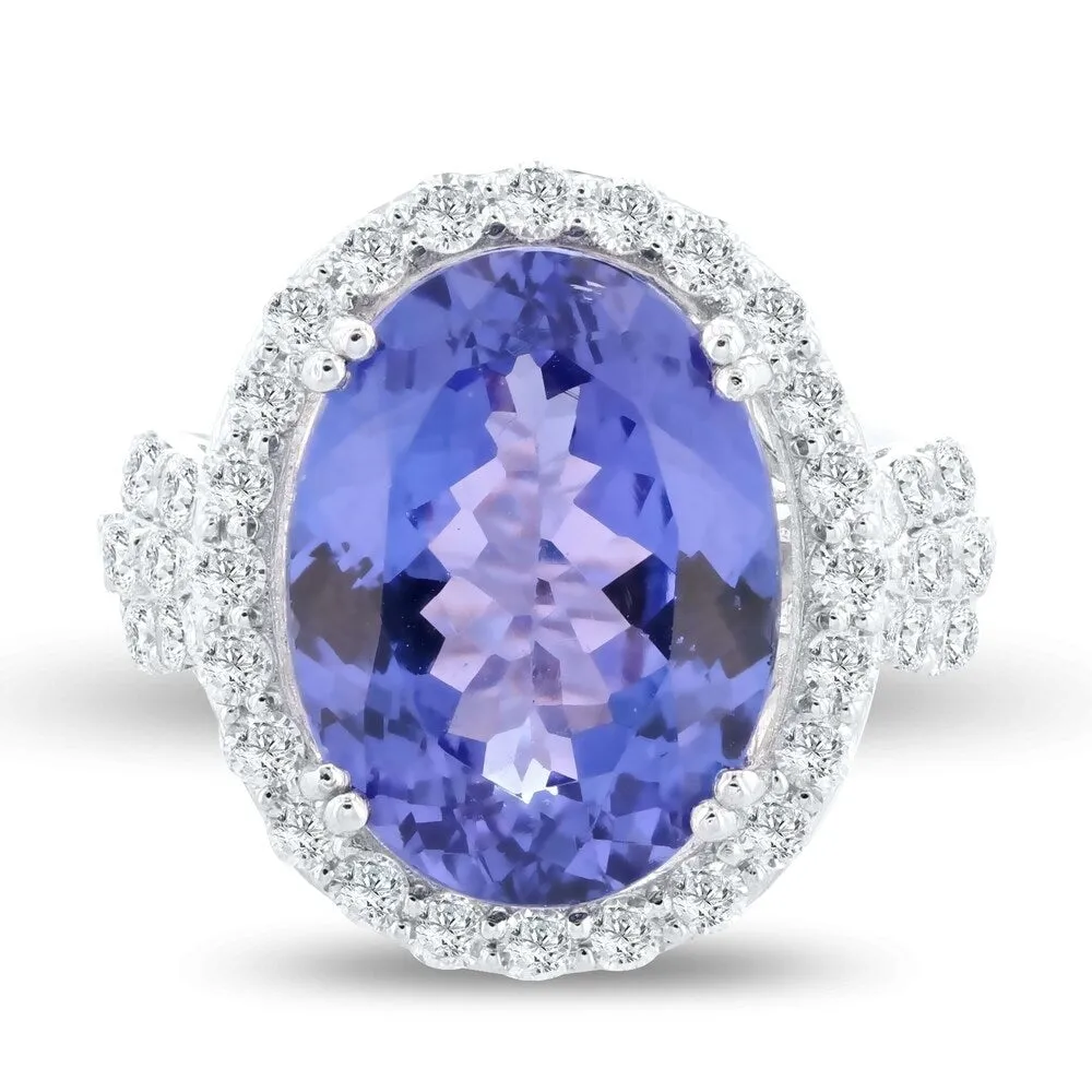 Auriya Platinum Certified 8 3/4ct Tanzanite and 1 1/10ct TDW Diamond Ring sold by Zulily product image thumbnail 2