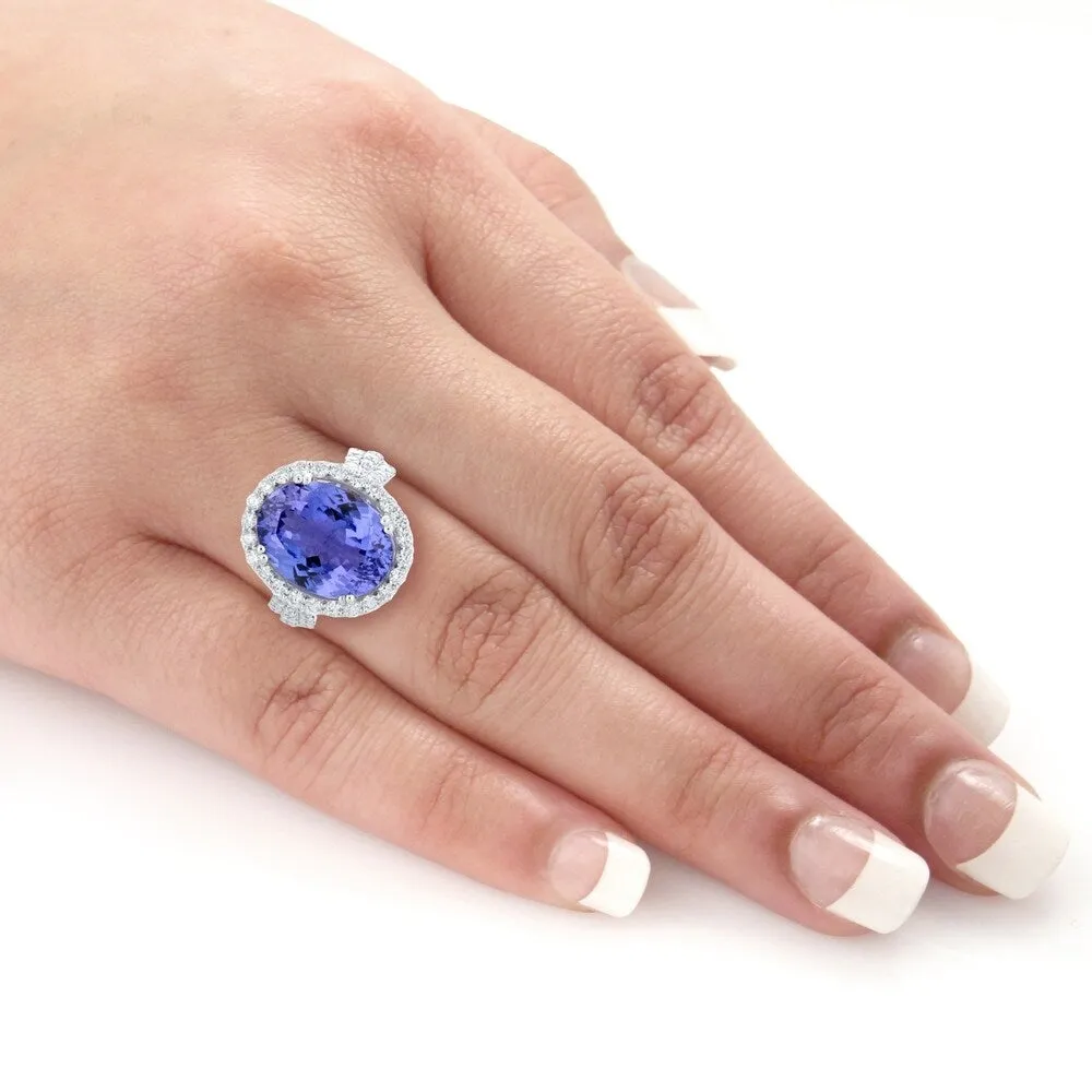 Auriya Platinum Certified 8 3/4ct Tanzanite and 1 1/10ct TDW Diamond Ring sold by Zulily product image thumbnail 5