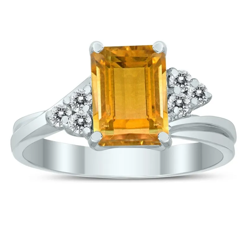 8X6MM Citrine and Diamond Twist Ring in 10K White Gold sold by Zulily