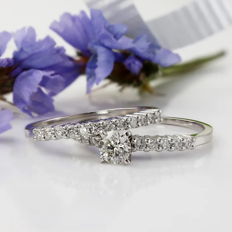 Auriya 14k Gold 1/2ctw Round Diamond Engagement Ring Set sold by Zulily