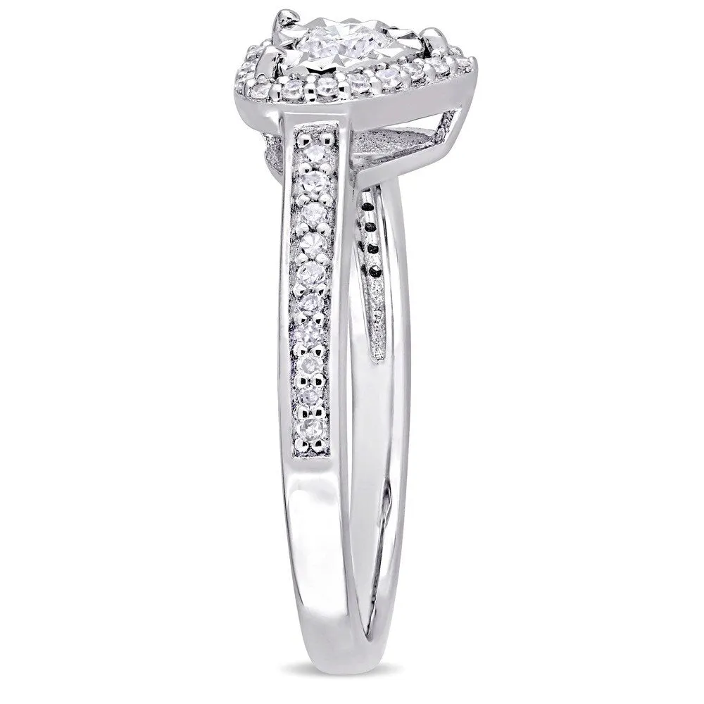 Miadora Signature Collection Sterling Silver 1/3ct TDW Diamond Heart Halo Engagement Ring - White sold by Zulily product image thumbnail 2