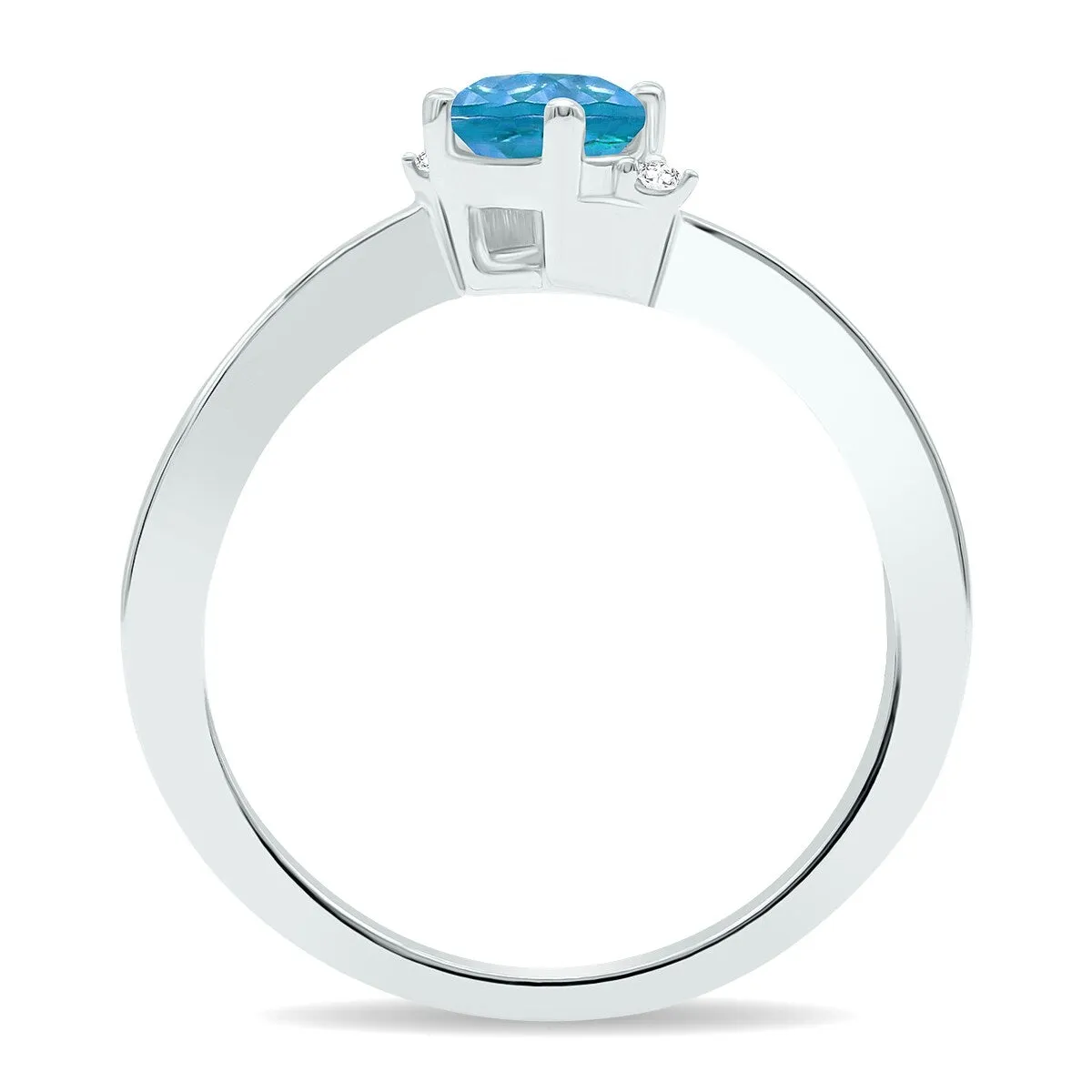 Women's Blue Topaz and Diamond Wave Ring in 10K White Gold sold by Zulily product image thumbnail 2