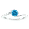 Women's Blue Topaz and Diamond Wave Ring in 10K White Gold sold by Zulily