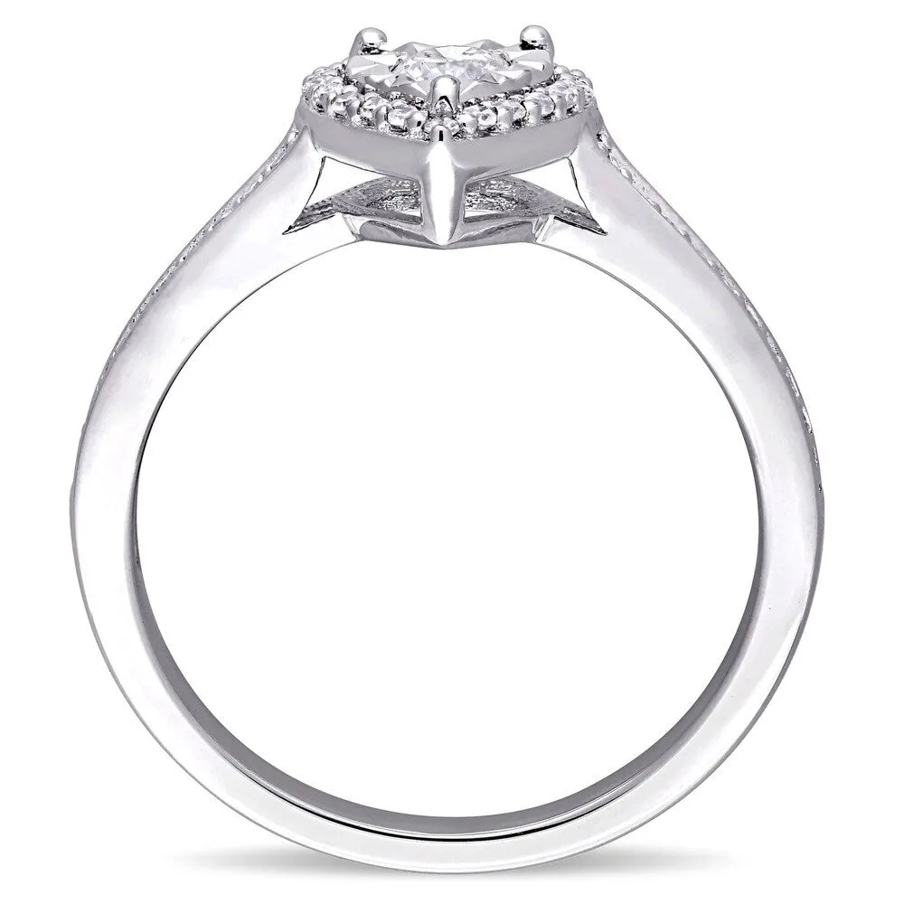Miadora Signature Collection Sterling Silver 1/3ct TDW Diamond Heart Halo Engagement Ring - White sold by Zulily product image thumbnail 4
