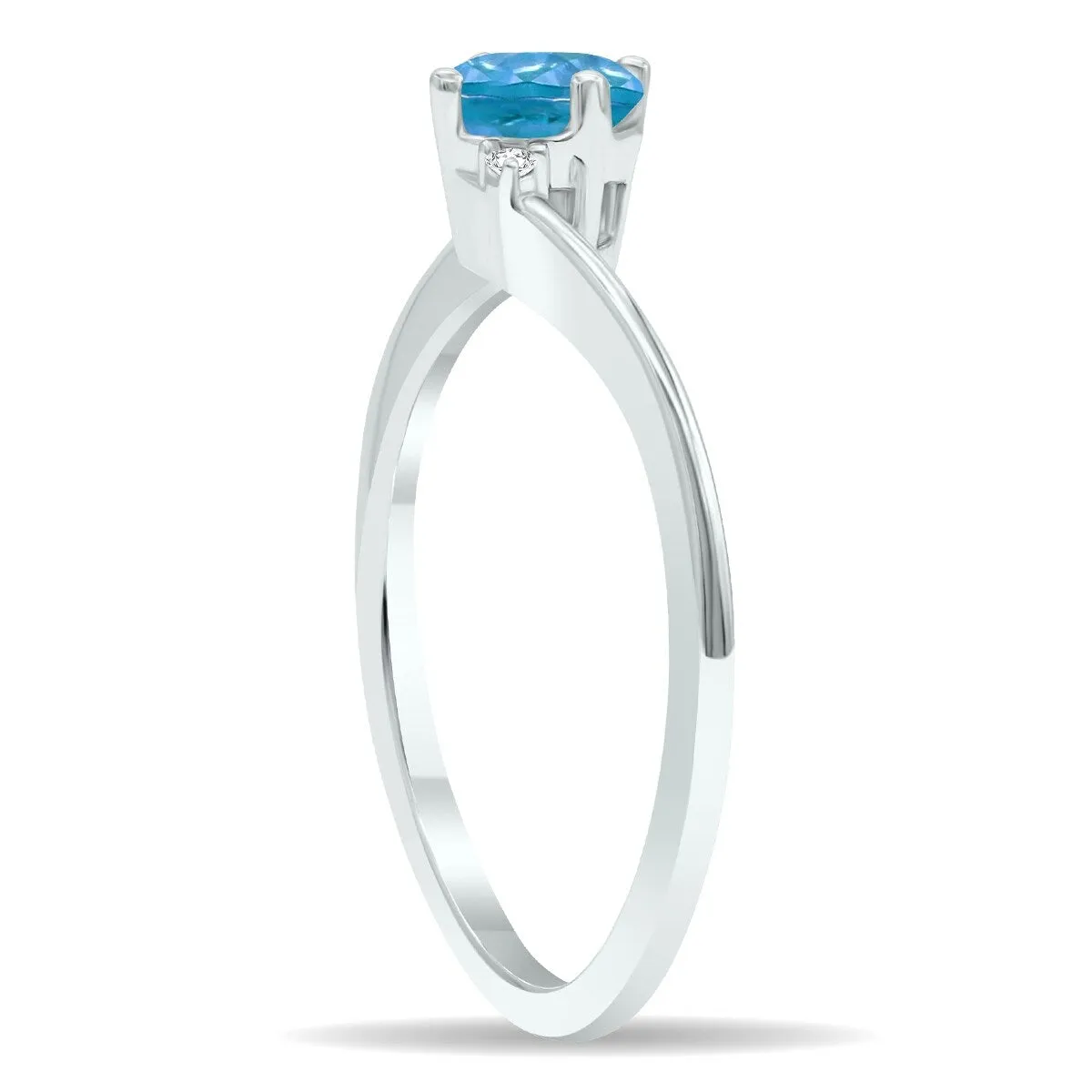 Women's Blue Topaz and Diamond Wave Ring in 10K White Gold sold by Zulily product image thumbnail 3