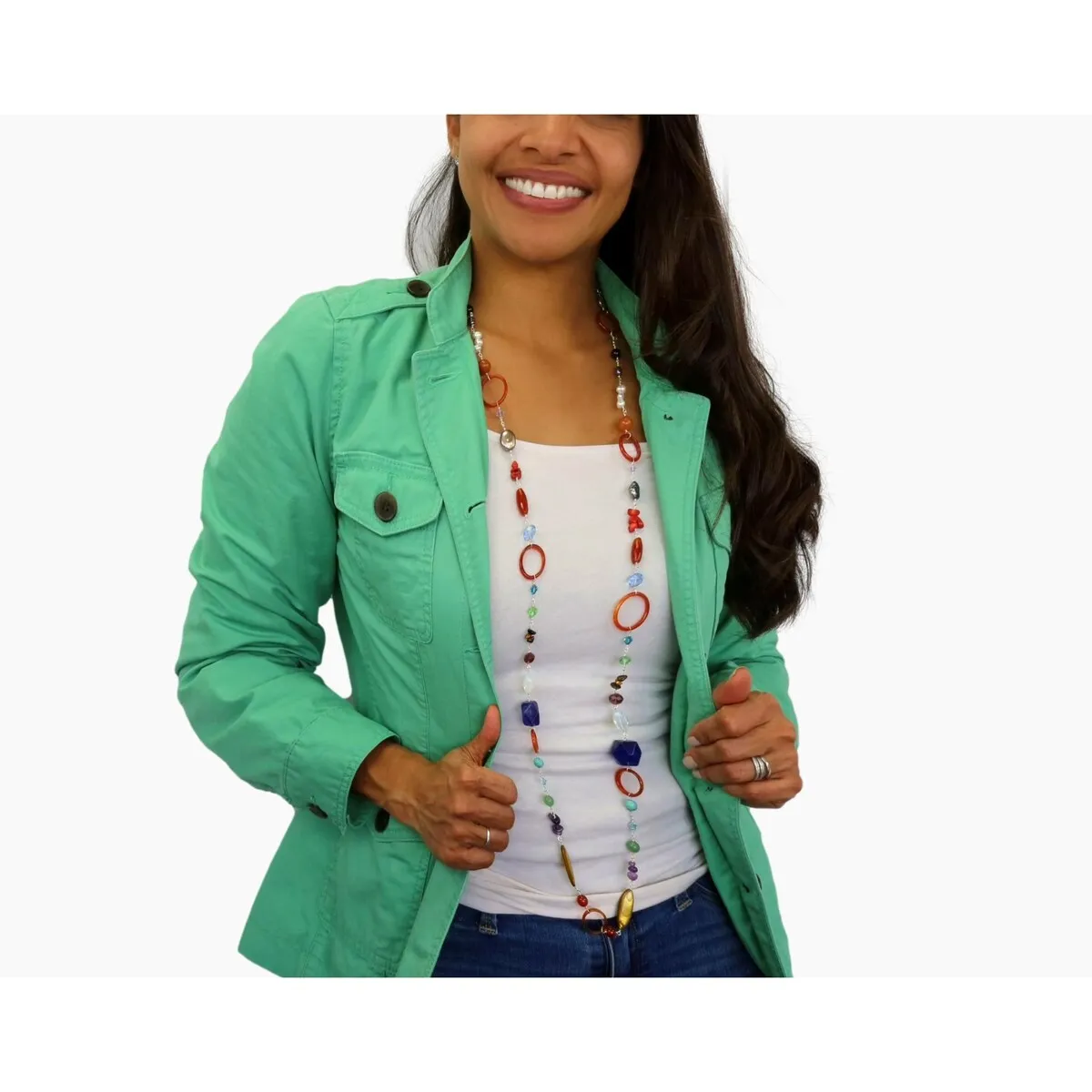 Long Multi Gemstone Hand Wire-Wrapped Station Necklace sold by Zulily product image thumbnail 2