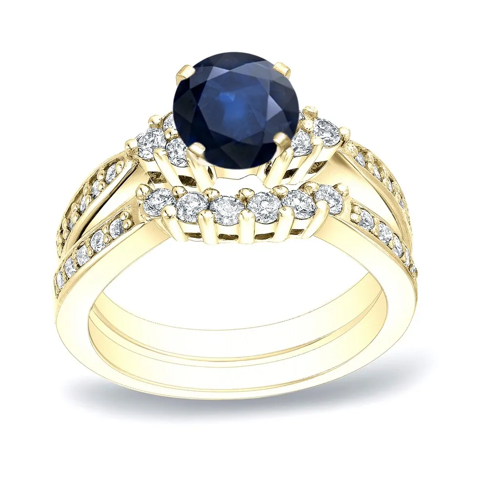 Auriya 14k Gold 3/4ct Sapphire and 3/5ctw Diamond Engagement Ring Set sold by Zulily product image thumbnail 2