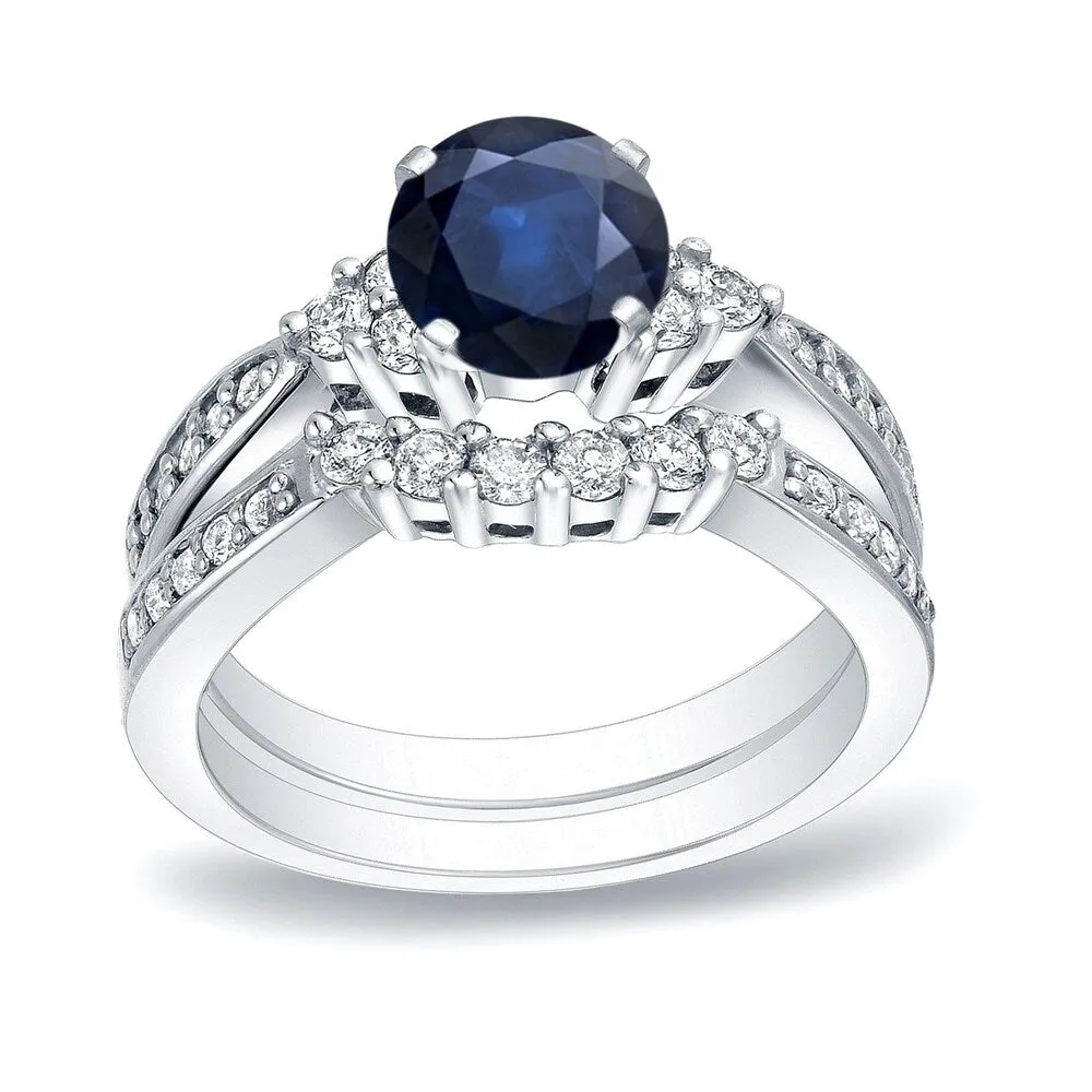 Auriya 14k Gold 3/4ct Sapphire and 3/5ctw Diamond Engagement Ring Set sold by Zulily product image thumbnail 4