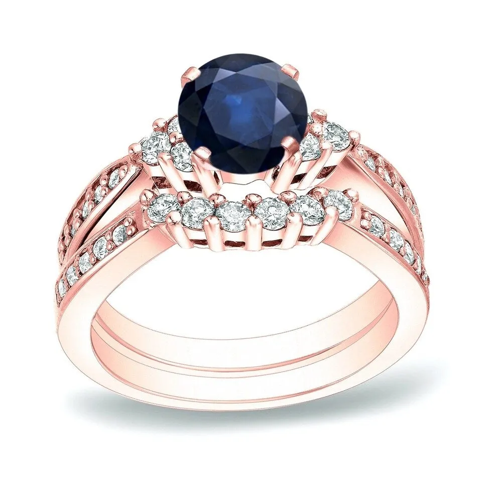 Auriya 14k Gold 3/4ct Sapphire and 3/5ctw Diamond Engagement Ring Set sold by Zulily