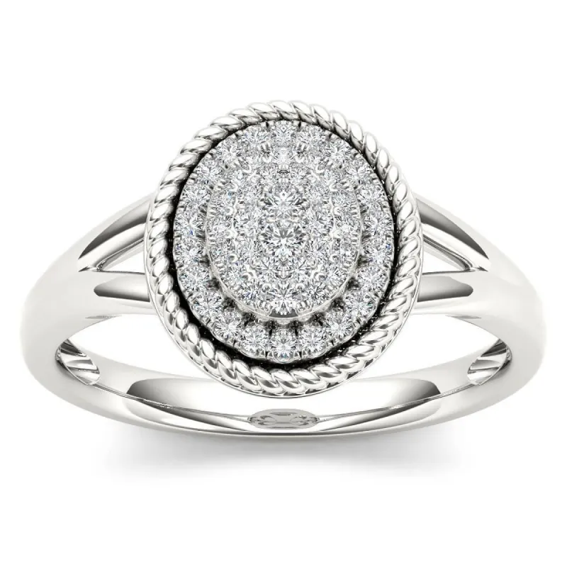 De Couer IGI Certified 10k White Gold 1/5ct TDW Diamond Halo Engagement Ring - White H-I sold by Zulily
