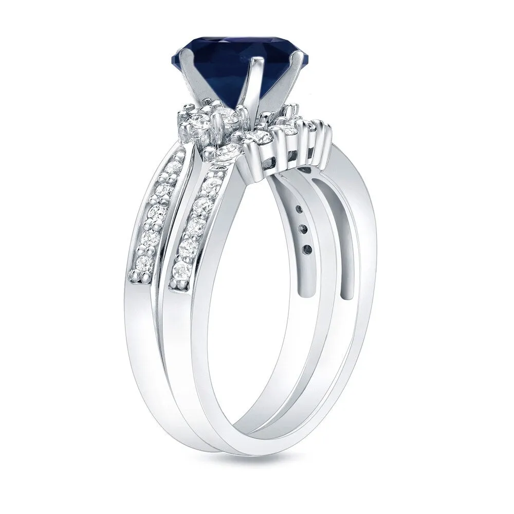 Auriya 14k Gold 3/4ct Sapphire and 3/5ctw Diamond Engagement Ring Set sold by Zulily product image thumbnail 5