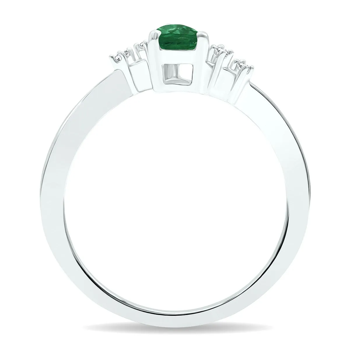 Women's Emerald and Diamond Wave Ring in 10K White Gold sold by Zulily product image thumbnail 3