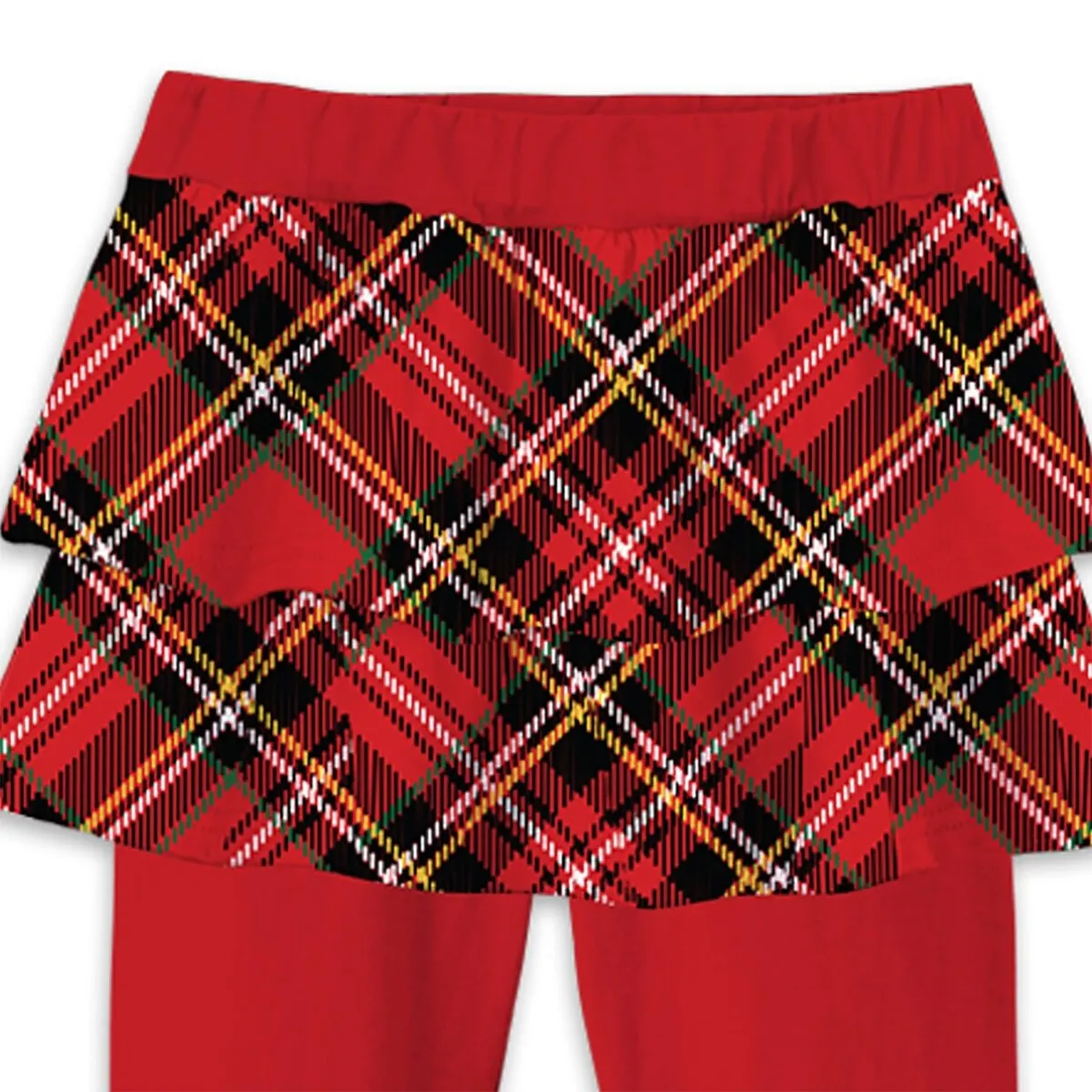 Red & Black Plaid Print Double-Ruffle Skirted Leggings sold by Zulily product image thumbnail 2