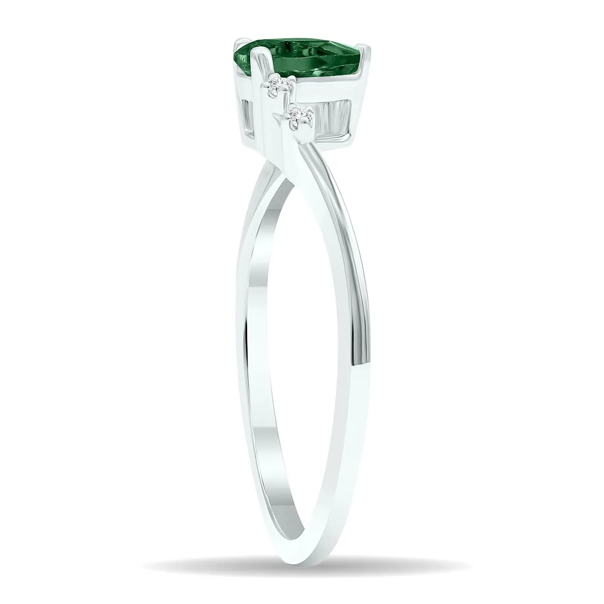 Women's Emerald and Diamond Wave Ring in 10K White Gold sold by Zulily product image thumbnail 2