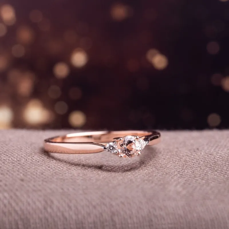 3-Stone Morganite and Diamond Ring in Rose Plated Sterling Silver by Miadora sold by Zulily