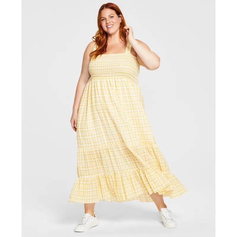 Tommy Hilfiger Women's Smocked Tank Dress Yellow Size 3X sold by Zulily