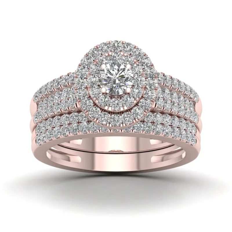 De Couer 1ct TDW Diamond Halo Engagement Ring Set - Pink sold by Zulily