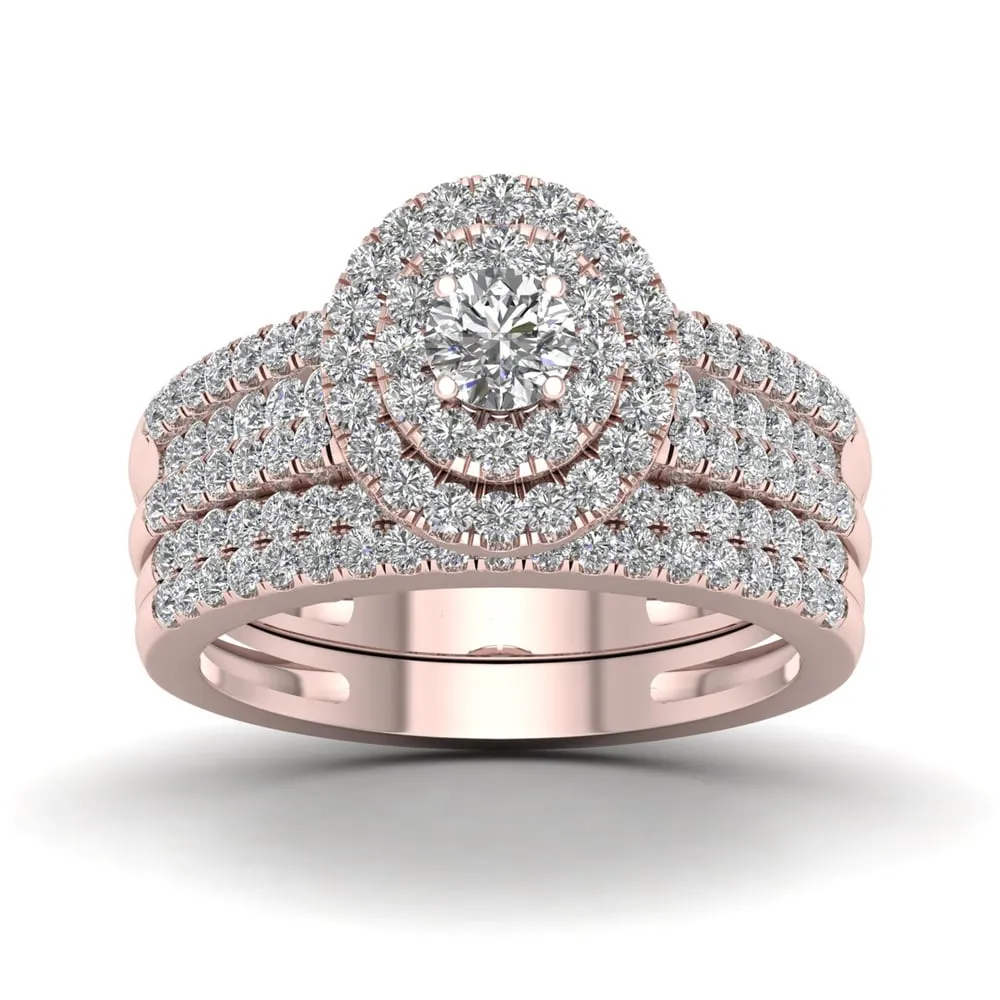 De Couer 1ct TDW Diamond Halo Engagement Ring Set - Pink sold by Zulily