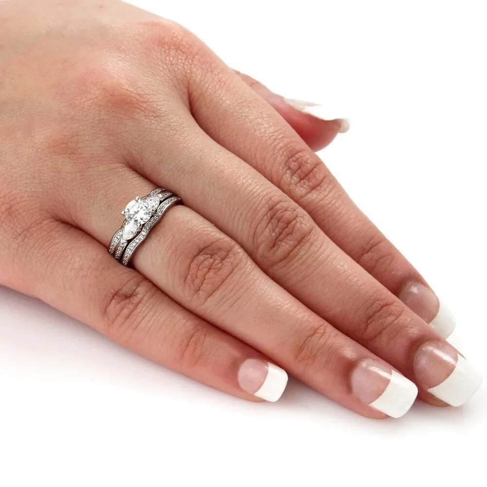 Auriya 14K Gold 1 1/4ct TW 3-Stone Diamond Engagement Ring 3-piece Bridal Set sold by Zulily product image thumbnail 2