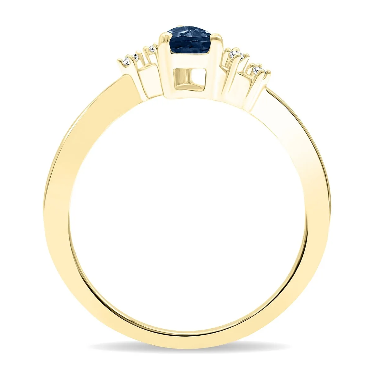 Women's Pear Shaped Sapphire and Diamond Wave Ring in 10K Yellow Gold sold by Zulily product image thumbnail 3