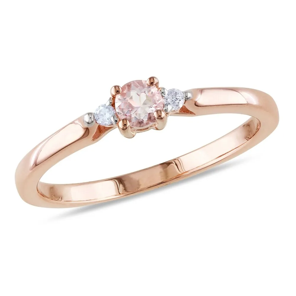 3-Stone Morganite and Diamond Ring in Rose Plated Sterling Silver by Miadora sold by Zulily product image thumbnail 2