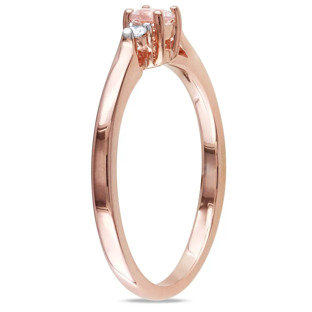 3-Stone Morganite and Diamond Ring in Rose Plated Sterling Silver by Miadora sold by Zulily product image thumbnail 4