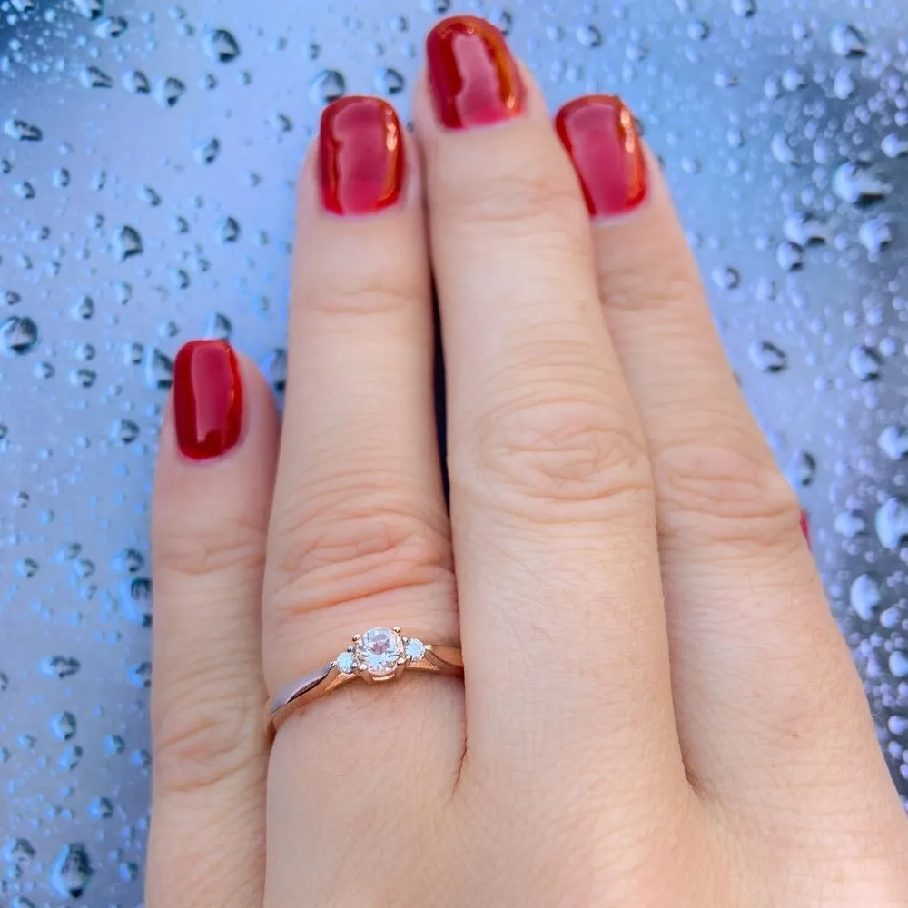 3-Stone Morganite and Diamond Ring in Rose Plated Sterling Silver by Miadora sold by Zulily product image thumbnail 3