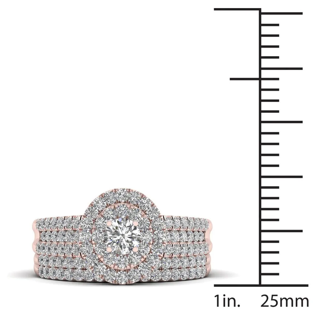 De Couer 1ct TDW Diamond Halo Engagement Ring Set - Pink sold by Zulily product image thumbnail 4
