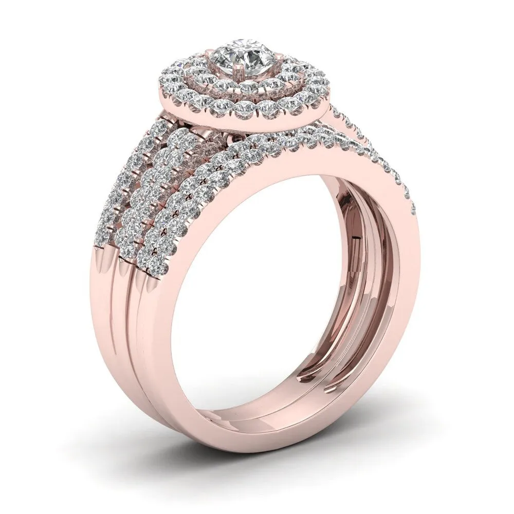 De Couer 1ct TDW Diamond Halo Engagement Ring Set - Pink sold by Zulily product image thumbnail 2
