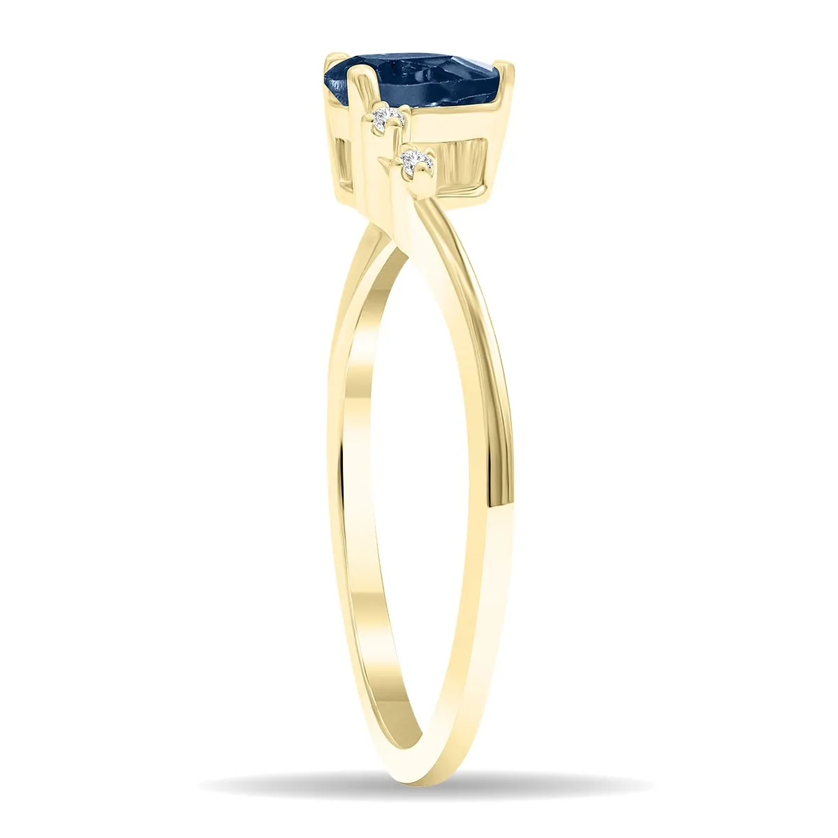 Women's Pear Shaped Sapphire and Diamond Wave Ring in 10K Yellow Gold sold by Zulily product image thumbnail 2