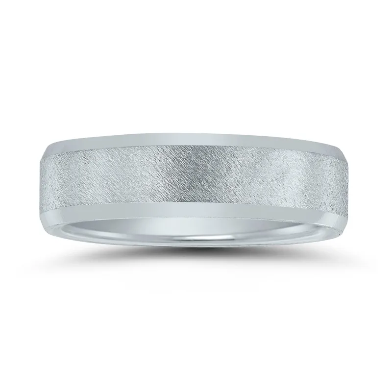 Men's 6mm Stone Finish Wedding Band in 10K White Gold sold by Zulily