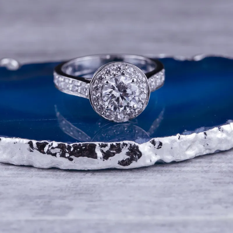 Auriya 14k Gold 1ct Round Moissanite Halo Diamond Engagement Ring 1/2cttw sold by Zulily