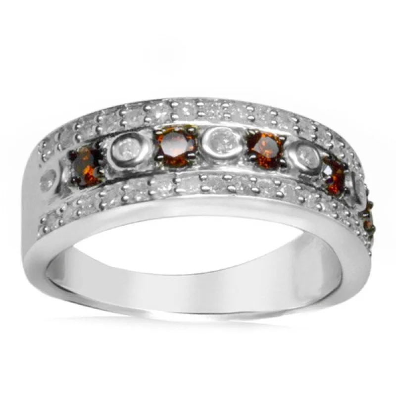 Sterling Silver 3/4ct TDW Red Diamond Band Ring sold by Zulily