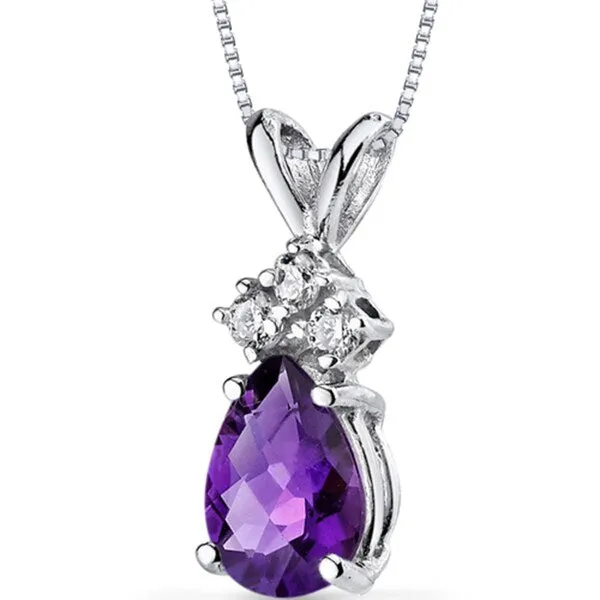Oravo 14k White Gold Pear-cut Gemstone and Diamond Accent Pendant Necklace sold by Zulily product image thumbnail 3