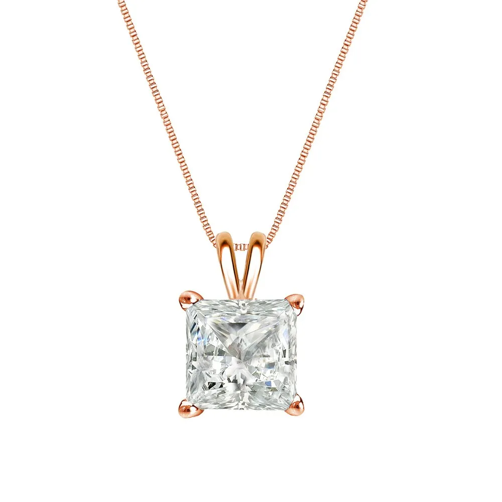 Auriya 14k Gold 3/4ctw Princess-cut Solitaire Diamond Necklace sold by Zulily product image thumbnail 3