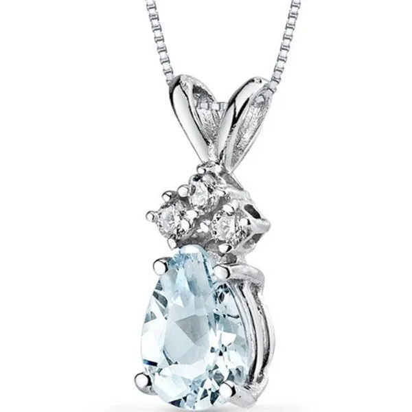 Oravo 14k White Gold Pear-cut Gemstone and Diamond Accent Pendant Necklace sold by Zulily