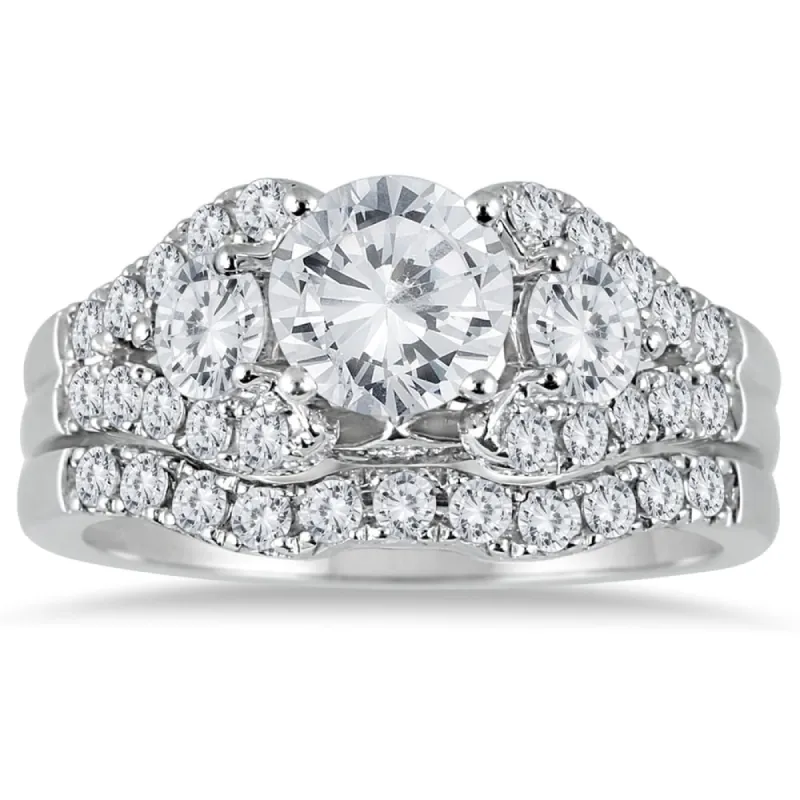 AGS Certified 2 1/5 Carat TW Diamond Bridal Set in 14K White Gold (J-K Color, I2-I3 Clarity) sold by Zulily