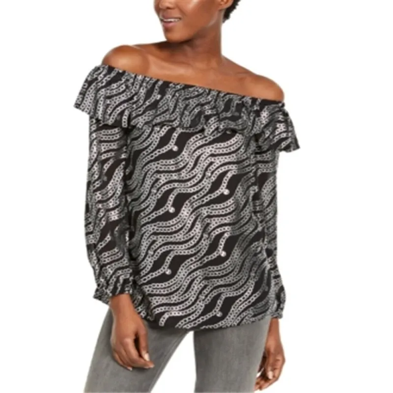 Michael Kors Women's Metallic Chain Print Top Black Size Small sold by Zulily