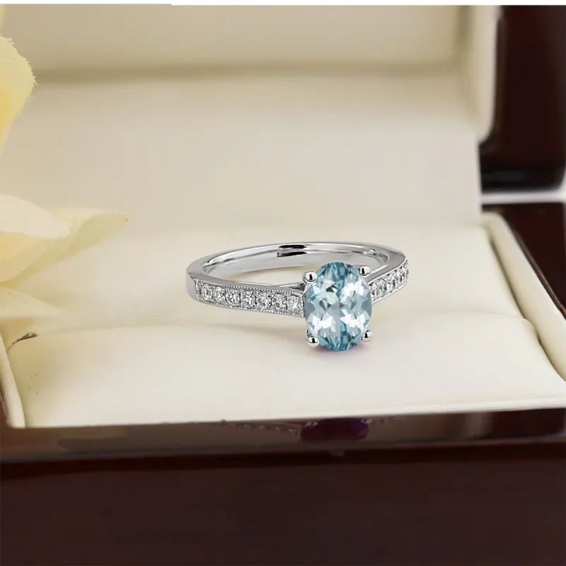 Auriya 3/4ct Fancy Oval Aquamarine and Diamond Engagement Ring 1/4ctw 14k Gold sold by Zulily