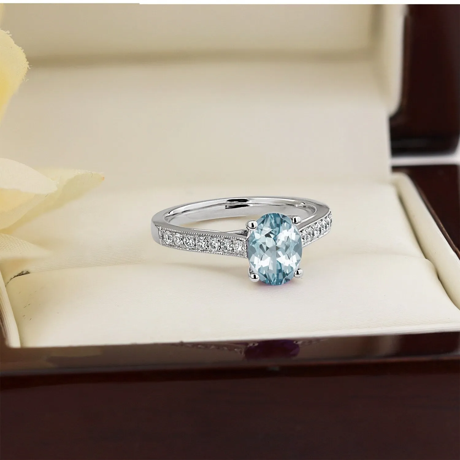 Auriya 3/4ct Fancy Oval Aquamarine and Diamond Engagement Ring 1/4ctw 14k Gold sold by Zulily