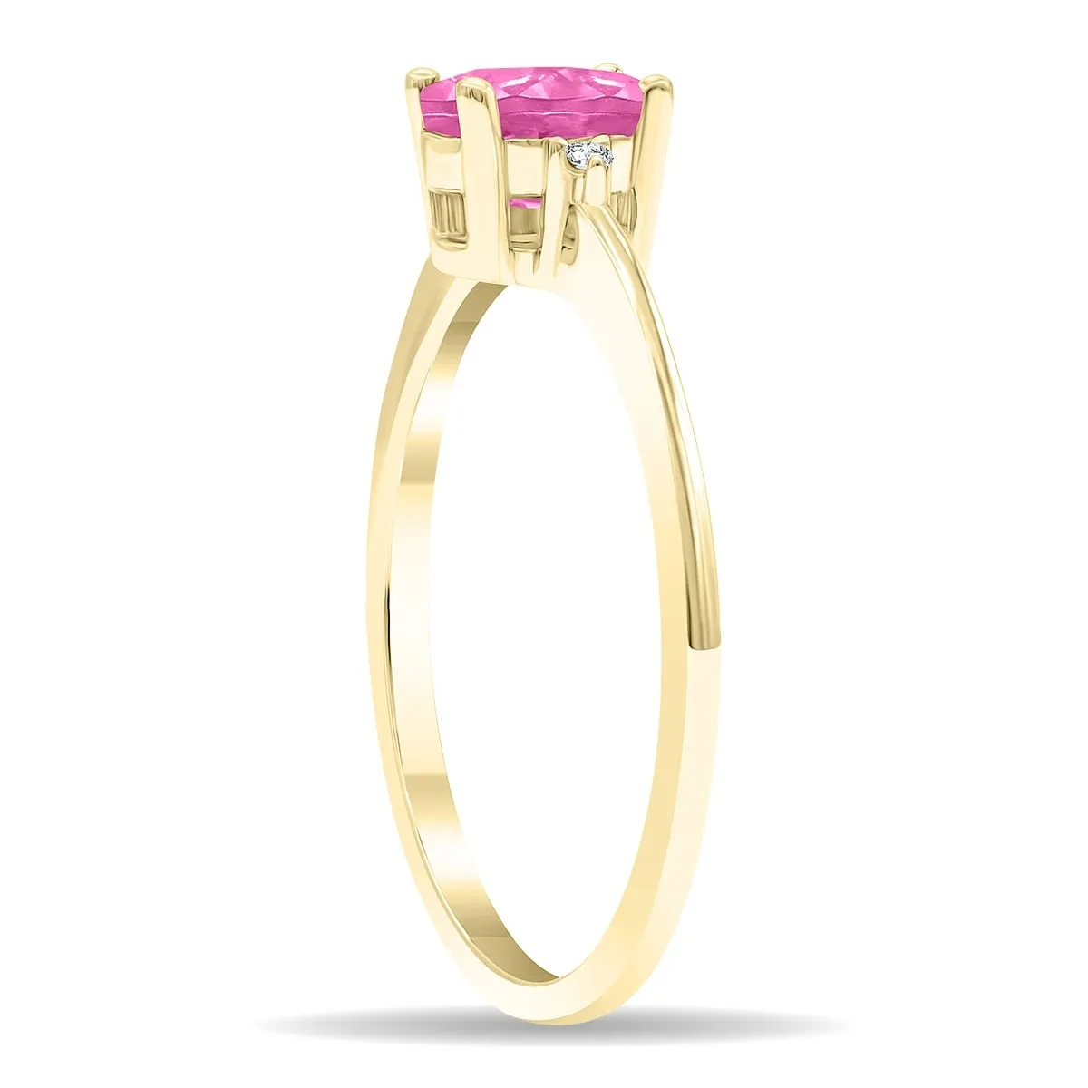 Women's Oval Shaped Pink Topaz and Diamond Classic Band in 10K Yellow Gold sold by Zulily product image thumbnail 2