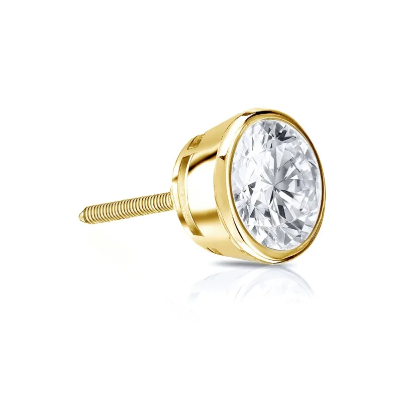 Auriya 1/3ctw Round SINGLE STUD (1) Diamond Earring 14k Gold Bezel-set sold by Zulily