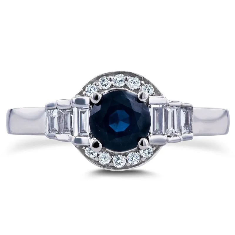 Annello by Kobelli 14k White Gold 7/8ct TCW Sapphire and Diamond Semi-Halo Ring sold by Zulily